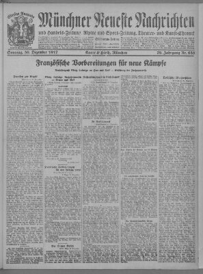 Münchner neueste Nachrichten Sonntag 30. Dezember 1917