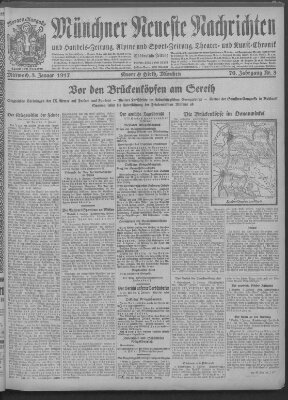 Münchner neueste Nachrichten Mittwoch 3. Januar 1917