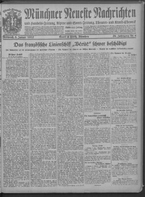 Münchner neueste Nachrichten Mittwoch 3. Januar 1917