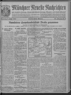 Münchner neueste Nachrichten Samstag 6. Januar 1917