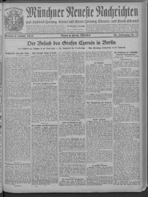 Münchner neueste Nachrichten Montag 8. Januar 1917