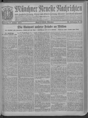 Münchner neueste Nachrichten Samstag 13. Januar 1917