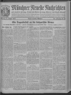 Münchner neueste Nachrichten Montag 15. Januar 1917