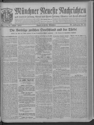 Münchner neueste Nachrichten Dienstag 16. Januar 1917