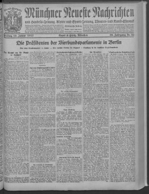 Münchner neueste Nachrichten Freitag 19. Januar 1917