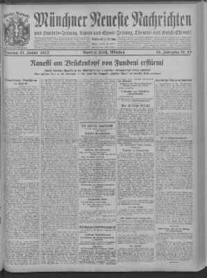 Münchner neueste Nachrichten Sonntag 21. Januar 1917