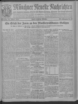 Münchner neueste Nachrichten Dienstag 23. Januar 1917