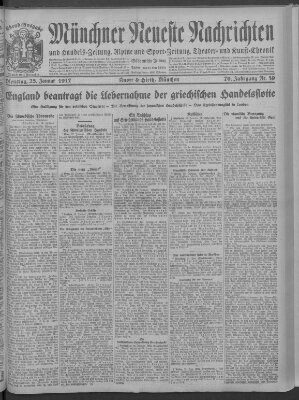 Münchner neueste Nachrichten Dienstag 23. Januar 1917