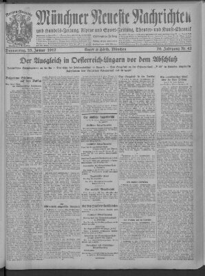 Münchner neueste Nachrichten Donnerstag 25. Januar 1917