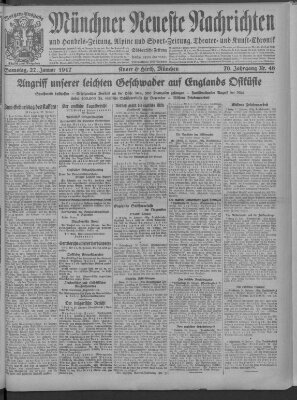 Münchner neueste Nachrichten Samstag 27. Januar 1917