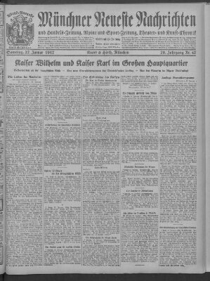 Münchner neueste Nachrichten Samstag 27. Januar 1917