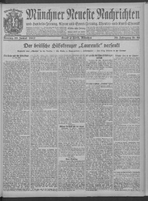 Münchner neueste Nachrichten Montag 29. Januar 1917