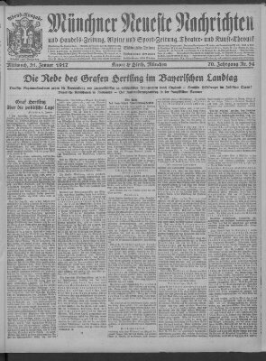 Münchner neueste Nachrichten Mittwoch 31. Januar 1917