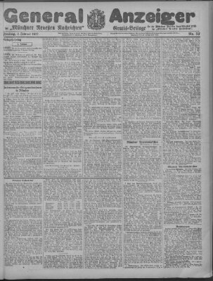 Münchner neueste Nachrichten Freitag 2. Februar 1917