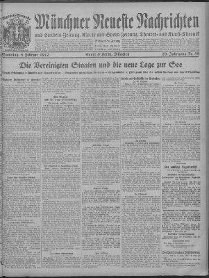 Münchner neueste Nachrichten Samstag 3. Februar 1917