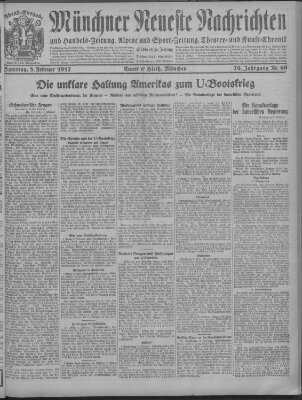 Münchner neueste Nachrichten Samstag 3. Februar 1917