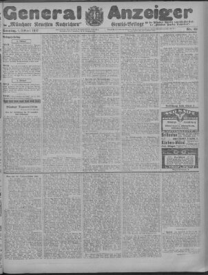 Münchner neueste Nachrichten Sonntag 4. Februar 1917