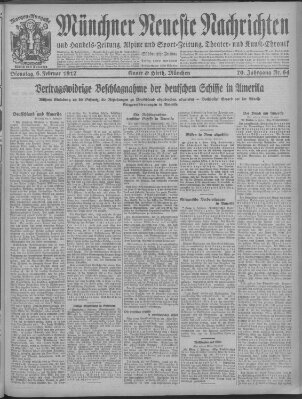 Münchner neueste Nachrichten Dienstag 6. Februar 1917