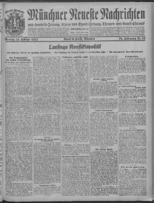 Münchner neueste Nachrichten Montag 12. Februar 1917