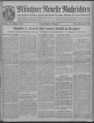 Münchner neueste Nachrichten Freitag 16. Februar 1917