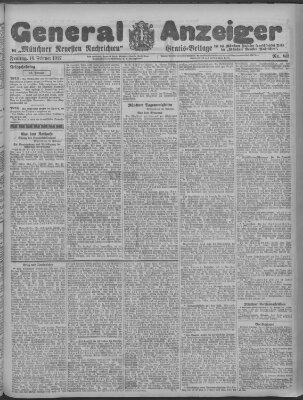 Münchner neueste Nachrichten Freitag 16. Februar 1917