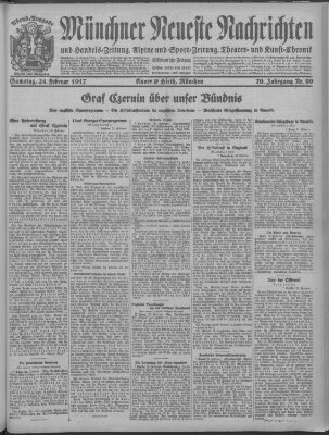 Münchner neueste Nachrichten Samstag 24. Februar 1917