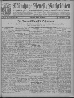 Münchner neueste Nachrichten Montag 26. Februar 1917