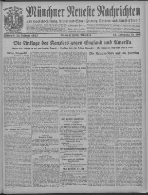 Münchner neueste Nachrichten Mittwoch 28. Februar 1917