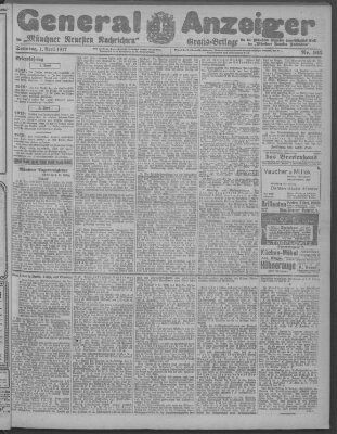 Münchner neueste Nachrichten Sonntag 1. April 1917