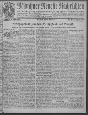 Münchner neueste Nachrichten Dienstag 3. April 1917