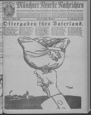 Münchner neueste Nachrichten Sonntag 8. April 1917