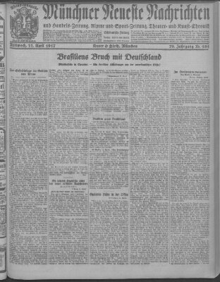 Münchner neueste Nachrichten Mittwoch 11. April 1917