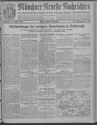 Münchner neueste Nachrichten Mittwoch 18. April 1917