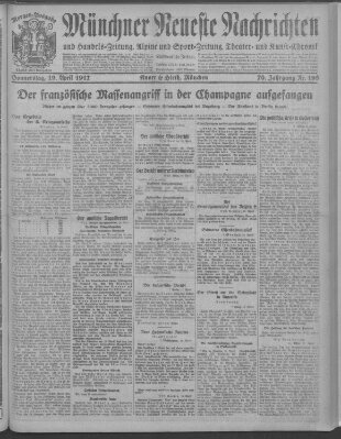 Münchner neueste Nachrichten Donnerstag 19. April 1917