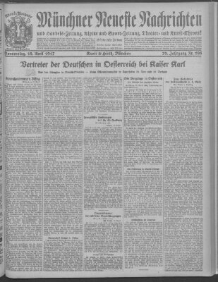 Münchner neueste Nachrichten Donnerstag 19. April 1917