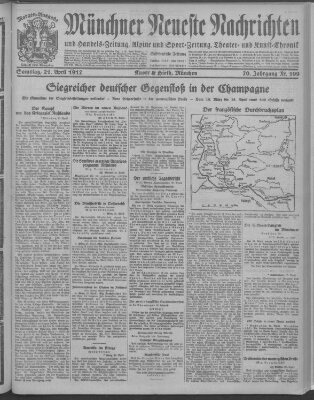 Münchner neueste Nachrichten Samstag 21. April 1917