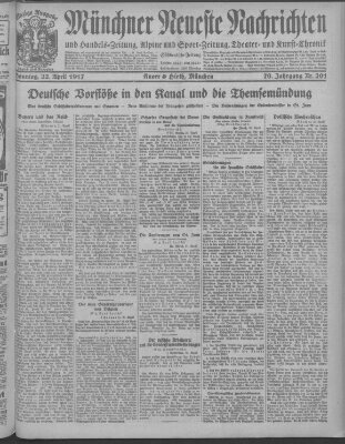 Münchner neueste Nachrichten Sonntag 22. April 1917