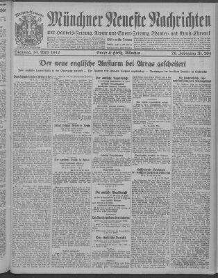 Münchner neueste Nachrichten Dienstag 24. April 1917