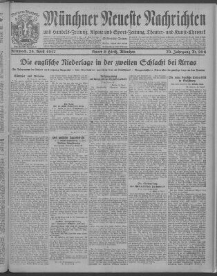 Münchner neueste Nachrichten Mittwoch 25. April 1917
