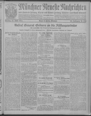 Münchner neueste Nachrichten Freitag 27. April 1917