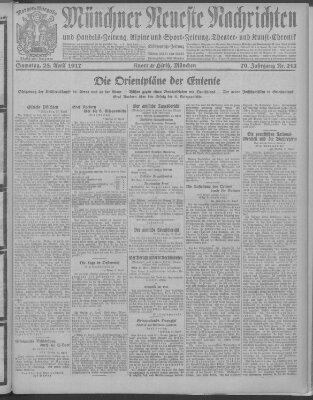 Münchner neueste Nachrichten Samstag 28. April 1917