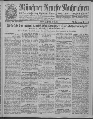 Münchner neueste Nachrichten Montag 30. April 1917