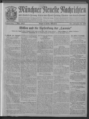 Münchner neueste Nachrichten Donnerstag 1. März 1917