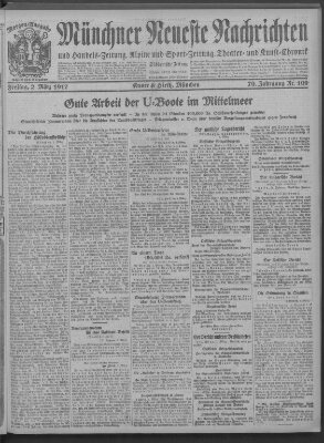 Münchner neueste Nachrichten Freitag 2. März 1917