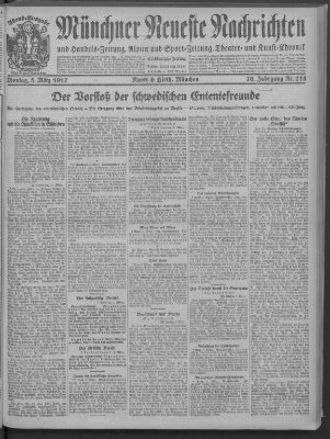 Münchner neueste Nachrichten Montag 5. März 1917