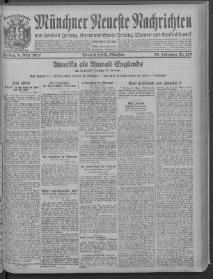 Münchner neueste Nachrichten Freitag 9. März 1917