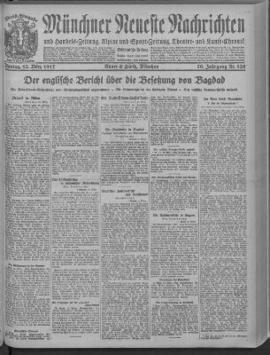 Münchner neueste Nachrichten Montag 12. März 1917