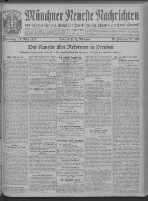 Münchner neueste Nachrichten Donnerstag 15. März 1917