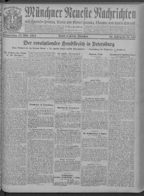 Münchner neueste Nachrichten Donnerstag 15. März 1917