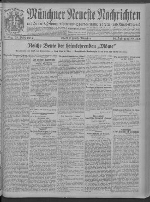 Münchner neueste Nachrichten Freitag 23. März 1917